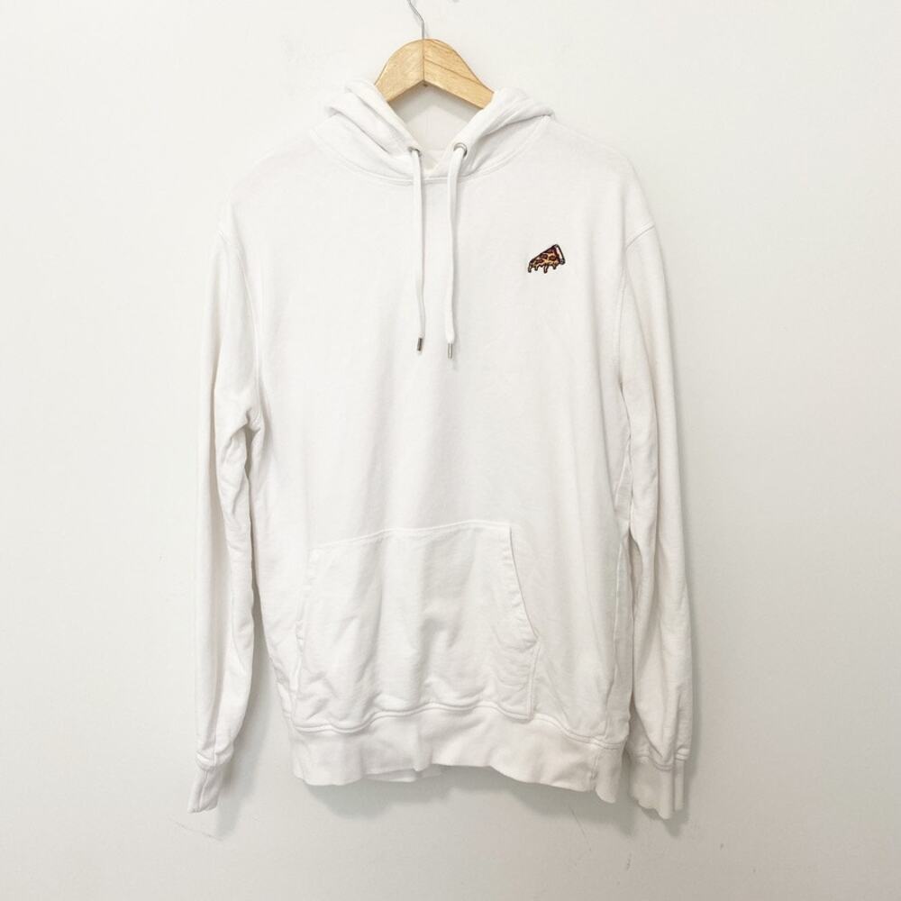 Forever 21 Pizza Slice White Hoodie Sweatshirt Size Large